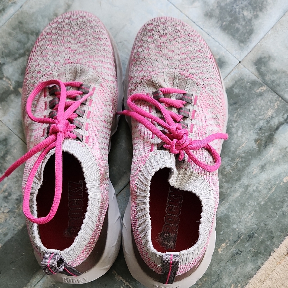 Rocky Women's Pink and Gray Knit Safety Toe Sneakers
